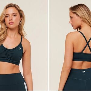 Navy Blue Gymshark Ruched Sports Bra